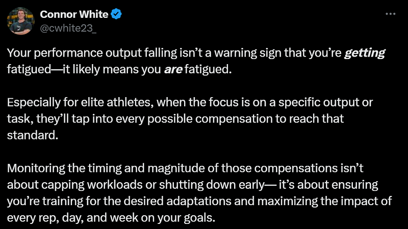Director of High Performance Connor White discussing autoregulation on Twitter.