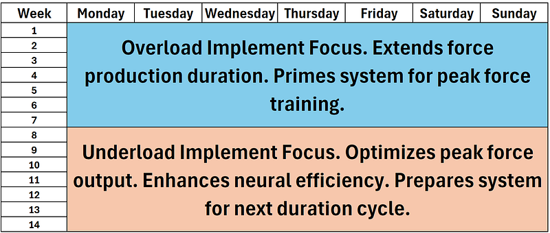 Vertical Integration for different phases in a typical throwing program. Each phase has a specific quality that will yield specific adaptations.
